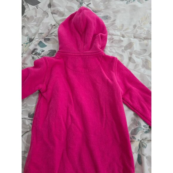 REEBOK Girls Sz 12 Months Fuchsia Hooded Soft Fleece Lined 1 Pc Romper Outfit - Picture 5 of 6